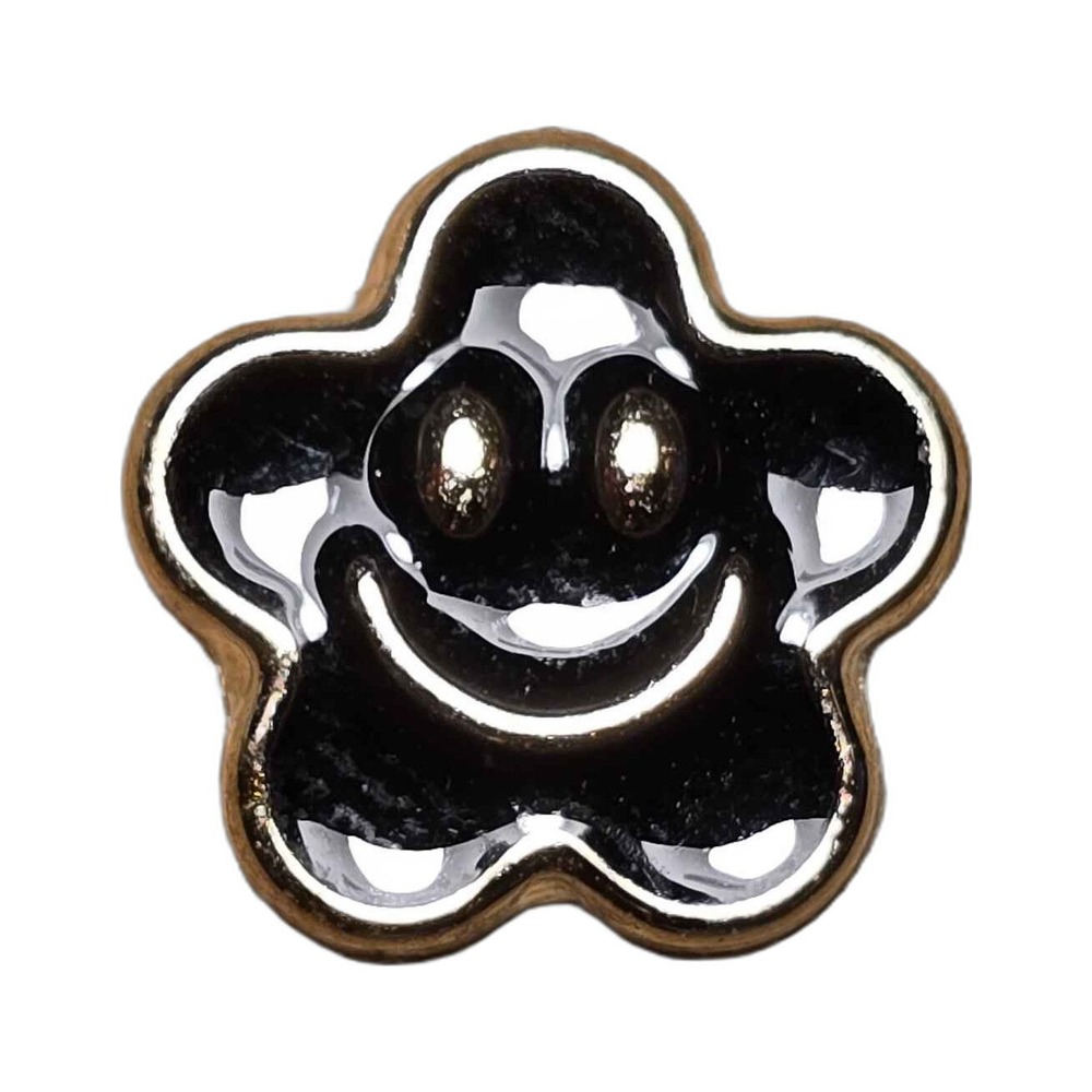 Black Flower Smiley Face Enamel Lapel Vest Hat Pin J25